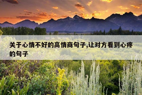 关于心情不好的高情商句子,让对方看到心疼的句子